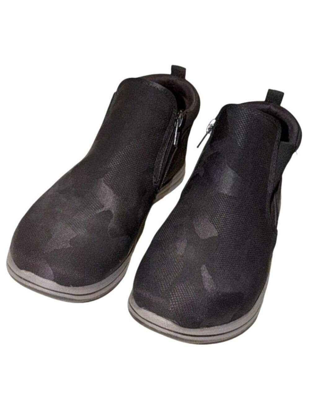 Clark Cloudsteppers Black Camo Side Zip Ankle Boots Size 7